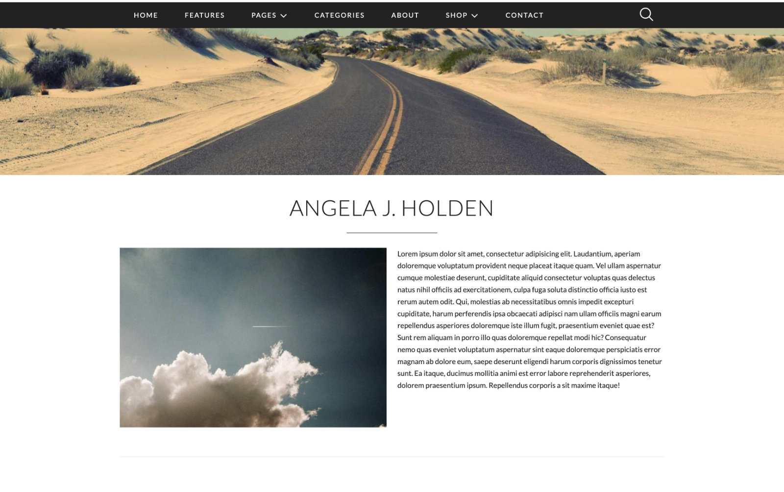 Screenshot of a landing page website