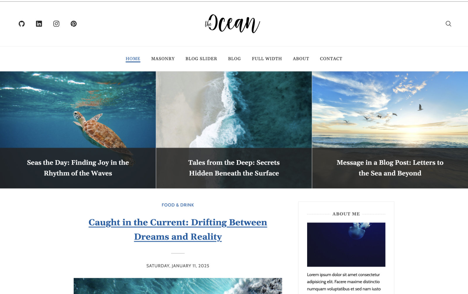 Screenshot of The Ocean static website